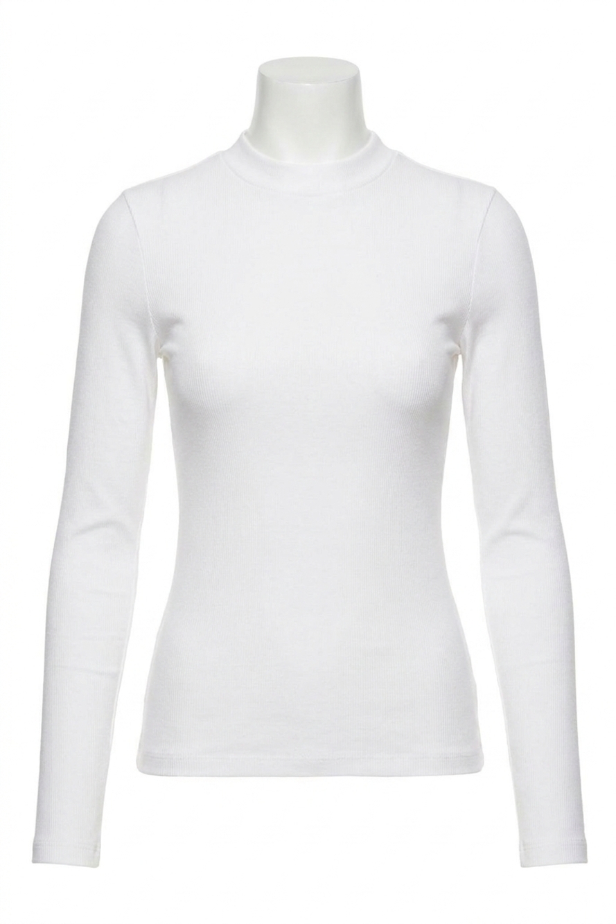 NEW MONROW supimafine rib long sleeve crew sweater in white